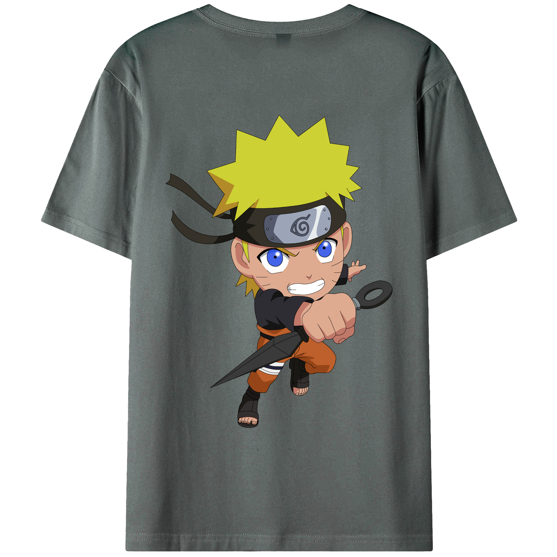 （画像用） NARUTO -ナルト- うずまき ナルト Uzumaki Naruto 綿100％ メンズ半袖Tシャツ（バックプリント） 通気性